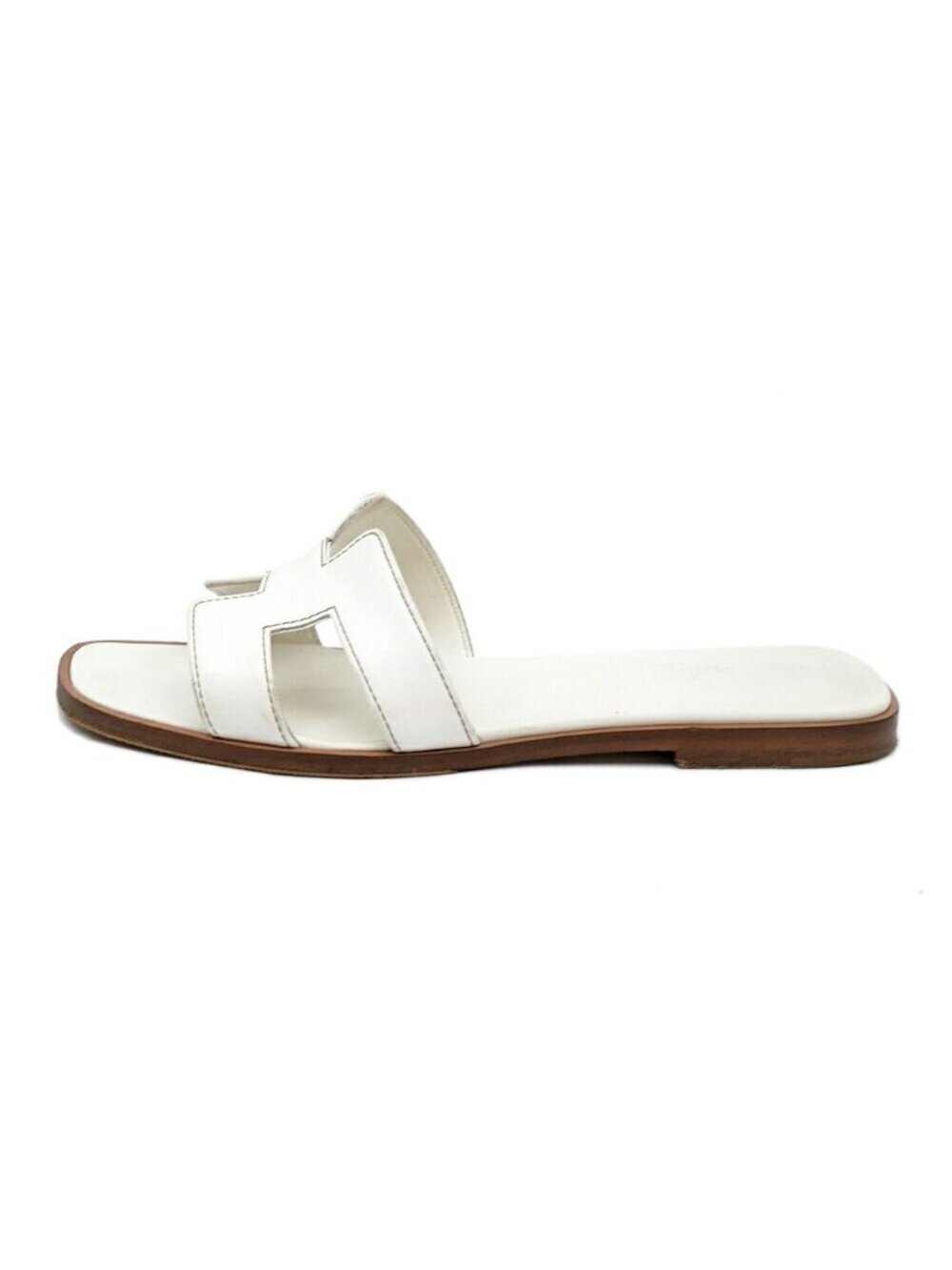 Hermes Sandals Oran Leather White Naturel